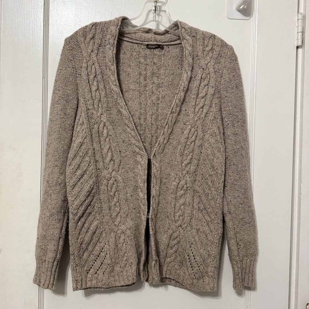 J.McLaughlin Women’s Medium Lambswool Blend Knit Taupe Cottagecore Cardigan